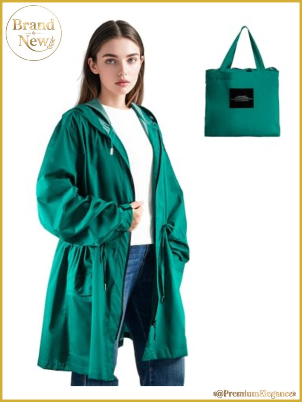 Women Lightweight Waterproof Hooded Raincoat Windbreaker Jacket